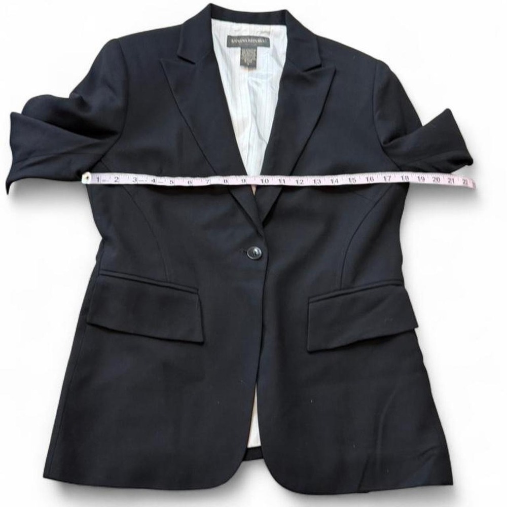 Vintage Y2K Banana Republic Black Wool Blend Tailored Blazer, Women's Size 8 - Picture 7 of 8